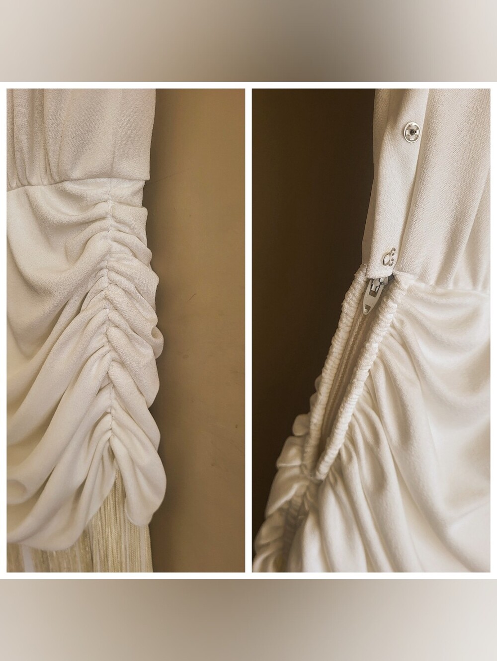 Vintage Night Visions California Ivory Fringe Cocktail Dress | Rhinestone Beaded - Picture 9 of 10